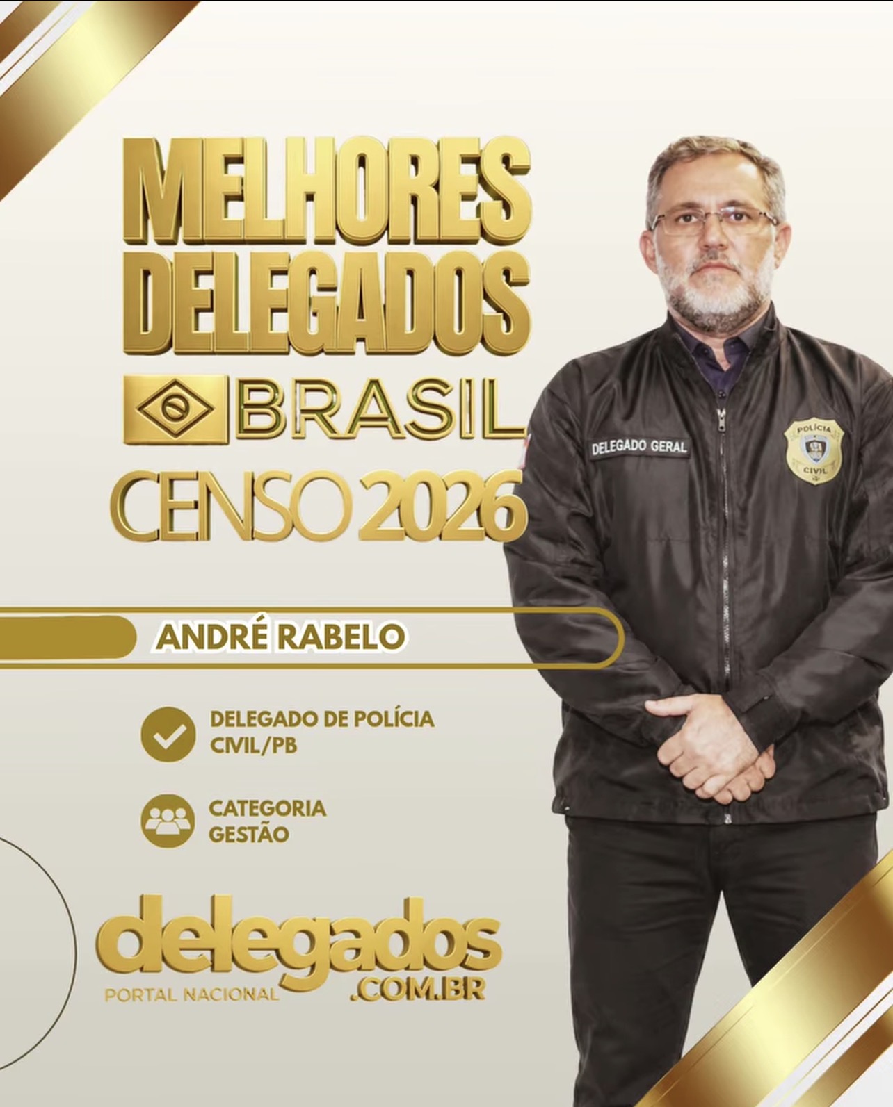 Delegado-geral André Rabelo é reconhecido pelo trabalho à frente da Polícia Civil da Paraíba