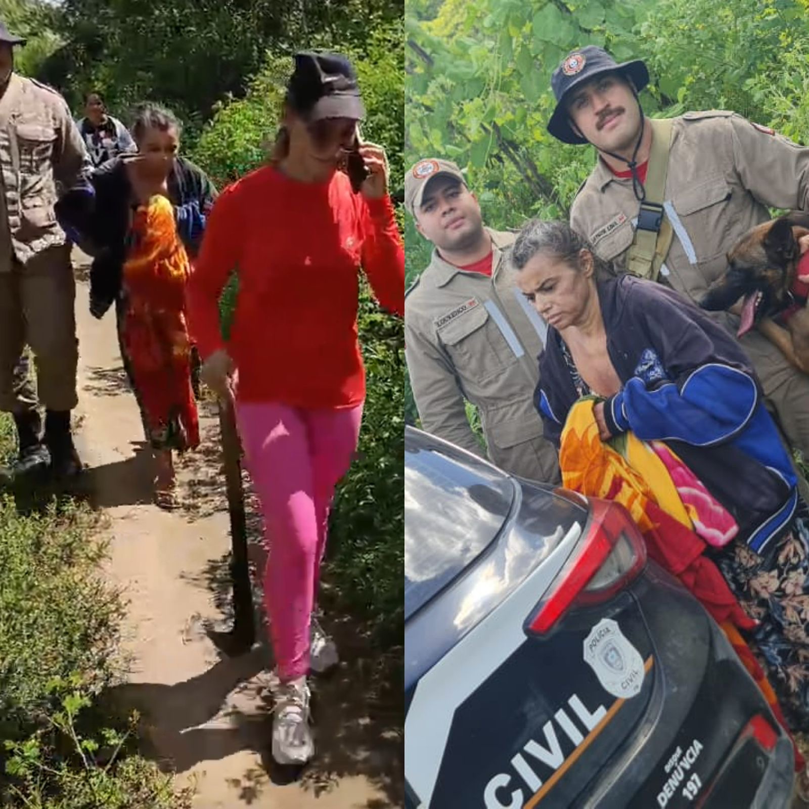 EM AROEIRAS: Polícia Civil e Corpo de Bombeiros localizam mulher desaparecida em área rural