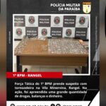 FORÇA TÁTICA DO 1º BPM PRENDE SUSPEITO COM TORNOZELEIRA ELETRÔNICA E APREENDE DROGAS NO BAIRRO DO RANGEL