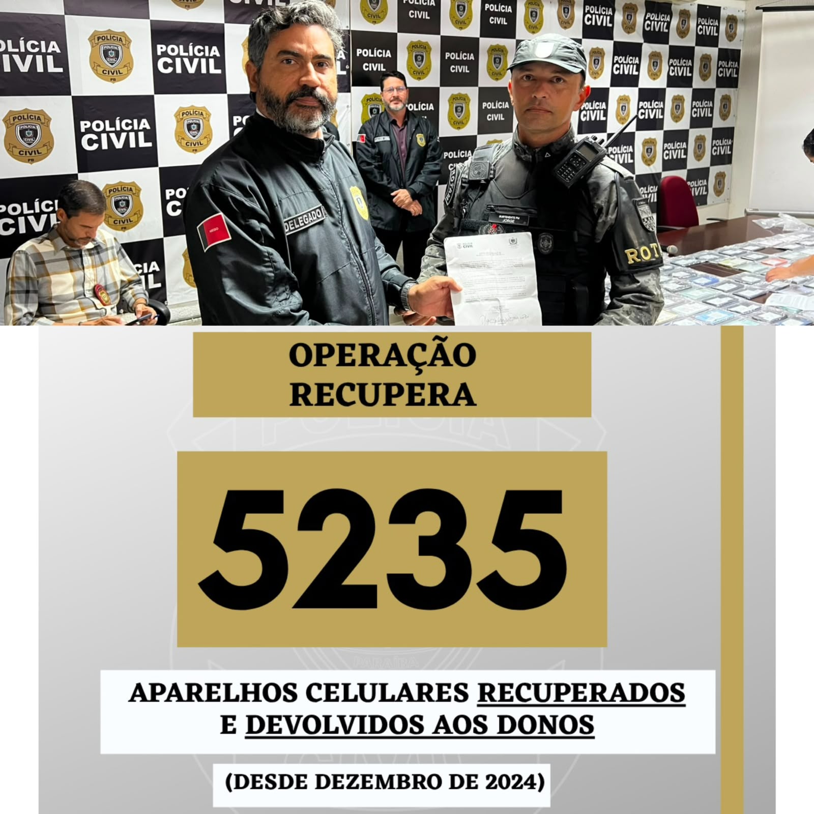 OPERAÇÃO RECUPERA: Polícia Civil ultrapassa marca de 5 mil celulares recuperados e devolvidos aos donos