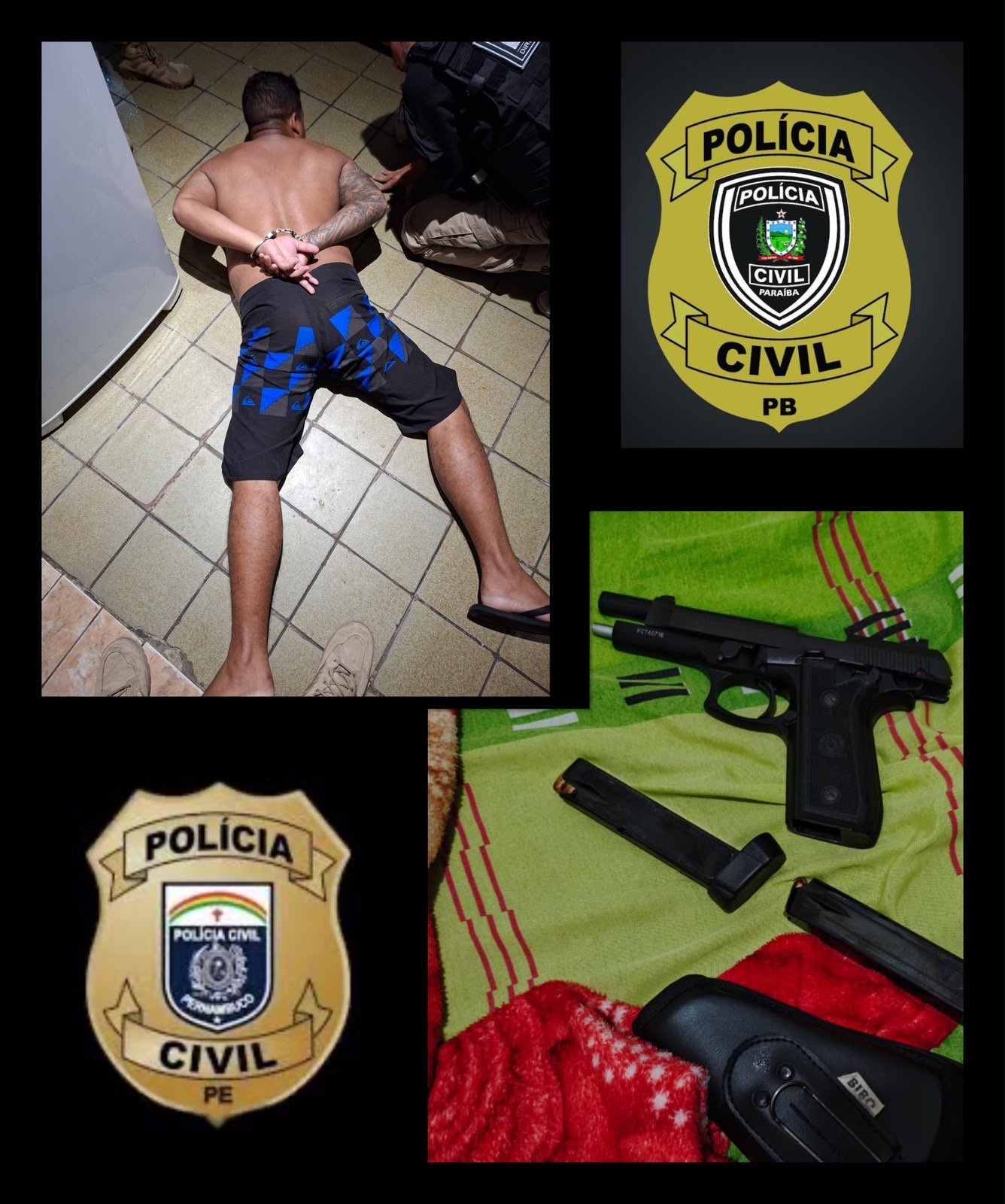 A POLÍCIA CIVIL DA PARAÍBA, através da DIRETORIA DE OPERAÇÕES (DIOP), em apoio à POLICIA CIVIL DE PERNAMBUCO, na manhã desta sexta-feira (18/09), nos bairros de Gramame e Indústrias , nesta capital, deu ocumprimento a 02 mandados de prisão preventiva dos autores do latrocínio de um Polícia Militar da reserva, assassinado no dia 11/05/2026, na cidade a Itambé/PE., quando saia de um banco com um malote.
