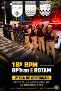 🚨 18º BPM | OPERAÇÃO CONJUNTA RESULTA NA APREENSÃO DE 18 MOTOCICLETAS EM QUEIMADAS, BOQUEIRÃO E CABACEIRAS/PB